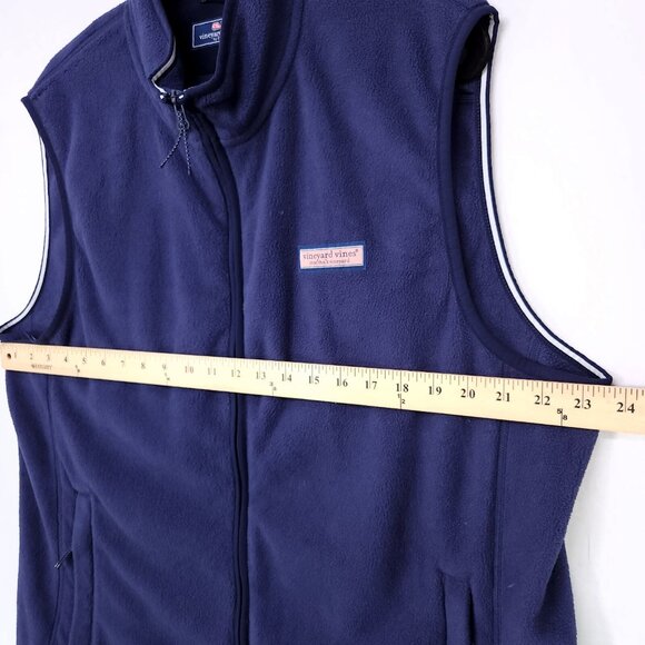 Vineyard Vines Fleece Vest Men's Size Large Harbor Full Zip Blue Pockets Mock - Picture 9 of 12
